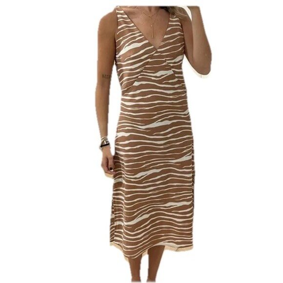 Women's Satin Dress Size XL Zebra Print Satin Midi - A New Day - Picture 4 of 4